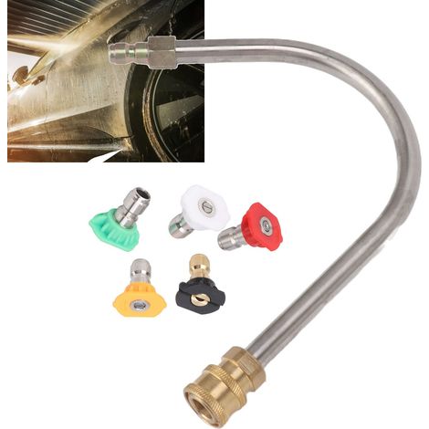 Lance de lavage haute pression avec coude 45° - Manchon extensible en acier inoxydable et cuivre 4000psi - Connexion rapide 1/4" avec 5 buses (1/5)