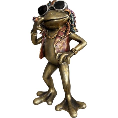 Dekofigur Frosch Rasta 26,5 x 15 cm bronze/gold