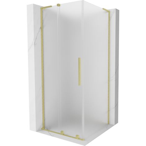 Mexen Velar L cabina de ducha corredera 90 x 90 cm, escarchada, oro cepillado - 871-090-090-33-55 (1/5)