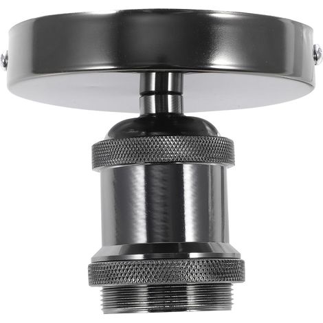 Douille D'ampoule Base pour Lampe de Plafond Vintage en Acier Inoxydable Noir E27 pour Fabrication D'éclairages Faits Maison (1/5)