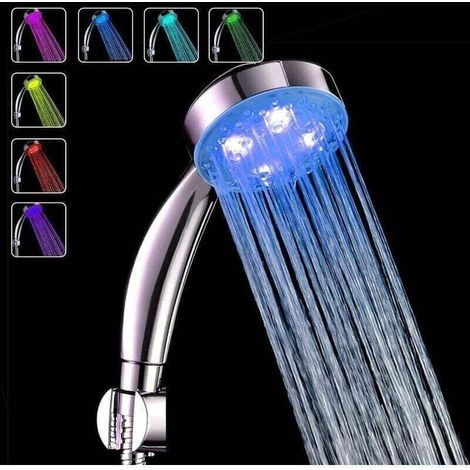 LED-Duschkopf mit Farbwechsel, 7-farbiger LED-Handduschkopf für das Badezimmer, wassersparender LED-Duschkopf mit Hochdruckfunktion (1/5)