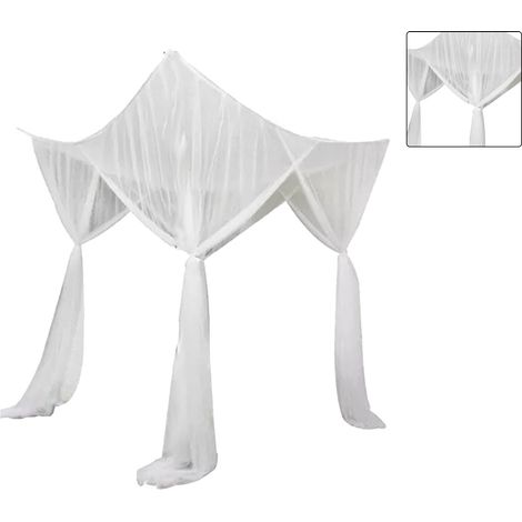 Ciel de lit carré en polyester, protection efficace, 4 coins renforcés, résistant pour la maison, blanc (1/5)