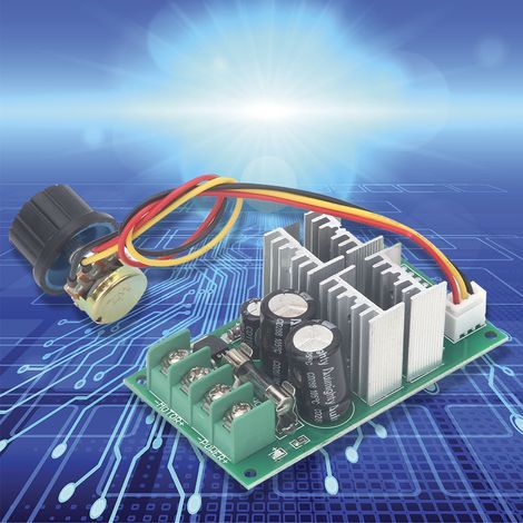 Hochwertiger DC-Motor-Drehzahlregler mit PWM-Unterstützung, analoger SPS-Steuerung und Drehknopf, DC 6–60 V, 20 A (1/5)