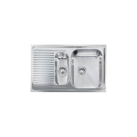 CM 011DCSSP Matico Lavello da incasso 2 vasche acciaio inox satinato gocciolatoio sinistra sopratop 79x50 cm colore Inox (1/5)