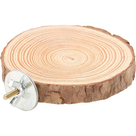 Round bird perch platform, natural wood stand for bird cage, for 8-10 standing biting parrots (1/5)