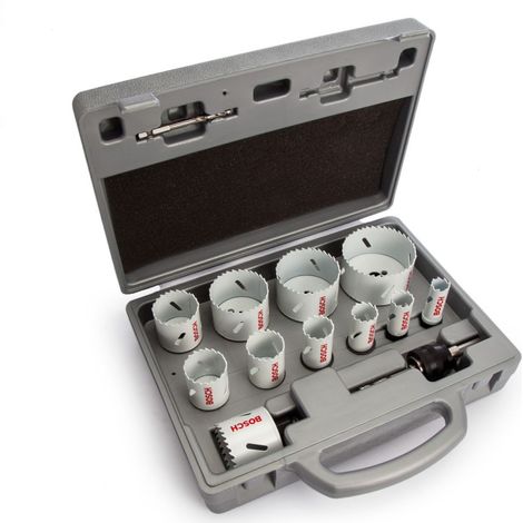 Bosch – Jeux de scies cloches 14 pièces – Adaptateur Power Change – Pour inox, acier, bois dur – Profondeur de coupe 40 mm