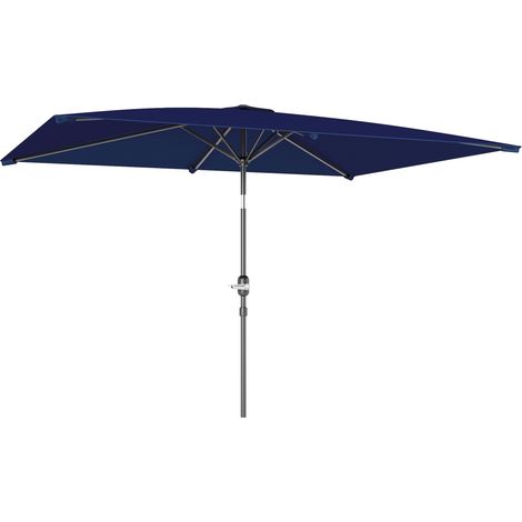Outsunny sombrilla de terraza exterior, 200x300 cm, parasol de terraza exterior, ángulo ajustable, manivela, mástil de aluminio y anti-UV, azul marino