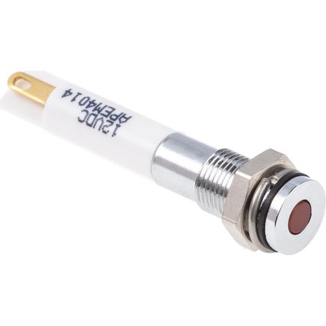 Voyant LED lumineux Orange RS PRO, dia. 8mm, 21.6 26.4V c.c., IP67 ( Prix pour 1 ) (1/2)