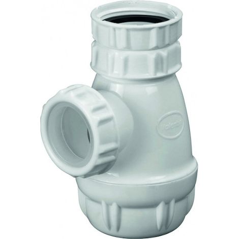 Blanc Habitat – Siphon de lavabo plat PVC – Entrée 1"1/4 – Sortie Ø 32 mm – Hauteur réglable 50 à 106 mm – Garde d'eau 30 mm (1/5)