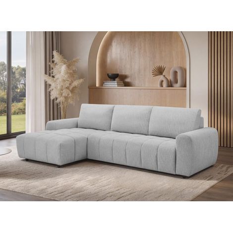 Canapé d'angle convertible ouverture express en tissu gris AGATHE (1/5)