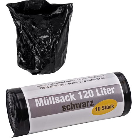 KesTek Müllsäcke Abfallsäcke Müllbeutel Abfallsäcke 120L 10 Stück LDPE 50µm Schwarz (1/3)