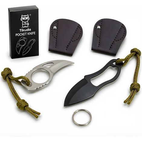Set de 2 mini couteaux pliants en acier inoxydable avec porte-clés, couteaux EDC pour extérieur et camping