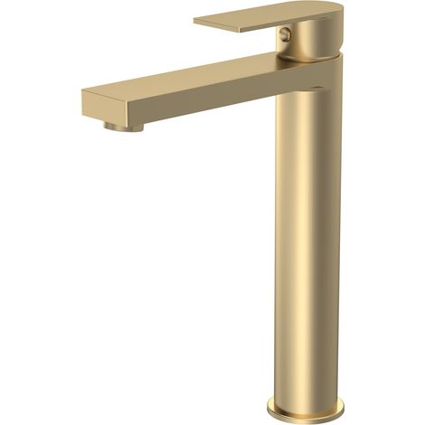 Ranton Contemporary Tall Mono Basin Mixer Tap - Brushed Brass (1/5)