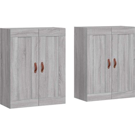 Lot de 2 Armoires De Chambre - Armoires murales sonoma gris bois d'ingénierie fr10097 - Maison La Vie (1/5)