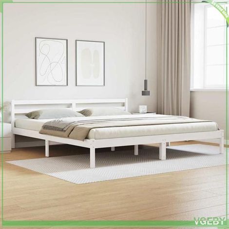Cadre de lit - ABI - Blanc - Pin massif - 225,5 x 185,5 x 69,5 cm (1/5)