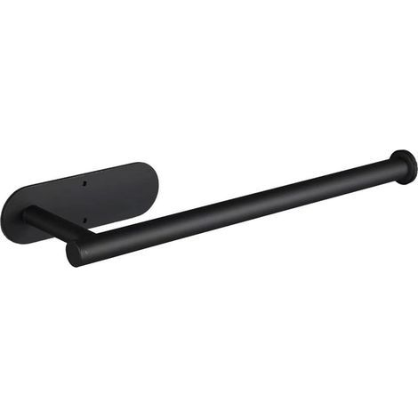 Lntyq Porte-essuie-tout - Noir, rouleaux d'essuie-tout - pour cuisine, papier en vrac - autocollant sous armoire, acier inoxydable (1/4)