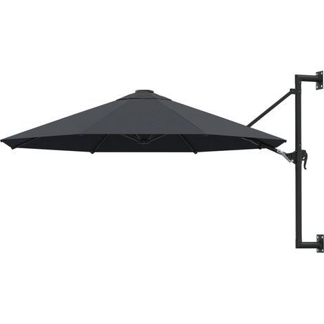 Parasol mural avec mât métallique 300 cm anthracite