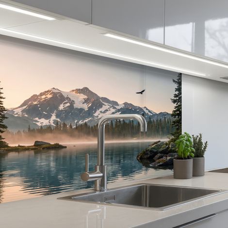 Kitchen Splashback Mountains - Water - Trees 80x60 cm (1/5)