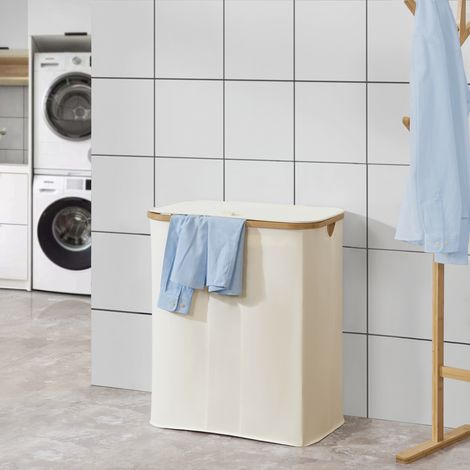 Wäschekorb Rusko 140L Beige [en.casa]