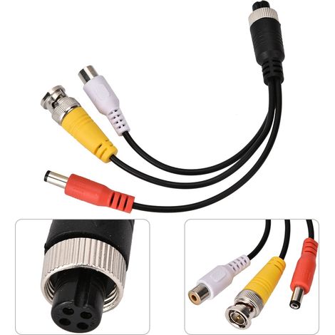 Câble d'extension pour enregistreur vidéo de voiture, adaptateur pour moniteur AV femelle vers BNC mâle CC, tête d'air et tête d'entrée AV femelle. (1/5)
