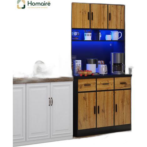 Buffet en mdf noir avec rangement et port USB 100 x 40 x 180 cm HOMAIRE (1/5)