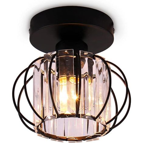 Deckenleuchte Moderne Kristall E27 LED Deckenlampe Mini Lampenschirm für Küche Esszimmer Schlafzimmer Flur Eingang (Schwarz)
