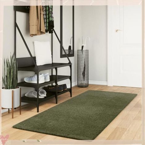 Tapis - VINGVO - HUARTE 375091 - vert forêt - 80x200 cm - antidérapant, lavable 30°C (1/5)