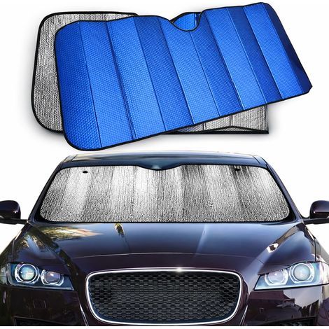 Pare-soleil de voiture pliable avec élastique et ventouses, protection solaire anti-UV. (1/5)