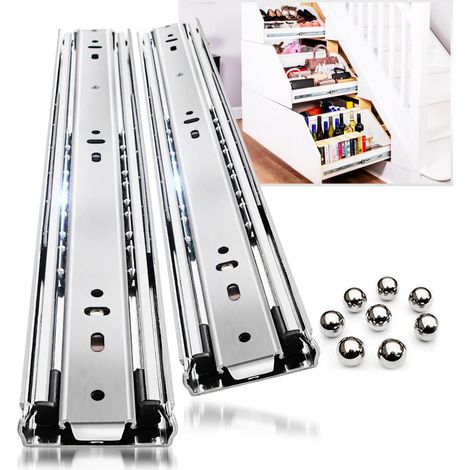 Glissières de tiroir robustes à extension complète 300 350 400 450 500 550 600 650 700 750 800 850 900 950 1000 mm latéral 68 kg 1 paire (Sans Serrure, 12 inch(300mm)) (1/5)