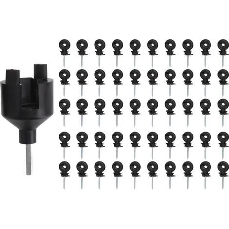 Isolateur Anneau - Acier Galvanisé Et PP - Pour Clôture Électrique En Bois - 50 Pièces (1/4)