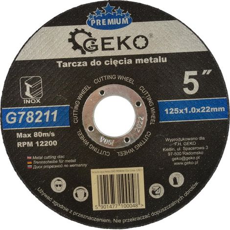 Disco de corte de metal Geko premium 125x1.0 Inox(10/100/400) (1/3)