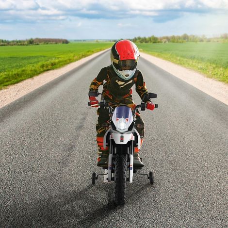 Moto Électrique pour Enfant 3 à 8 Ans avec Musique et Bleutooth Vitesse 5,5 - 6 km/h Batterie 12V Inclus Charge 30 KG Blanc CW3452 Maison Chic (1/2)