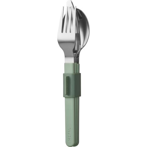 Set de couverts 3 pièces Silueta - Lavable au lave-vaisselle - Arts de la table - Couteau, fourchette et cuillère avec support - Nordic sage (1/5)