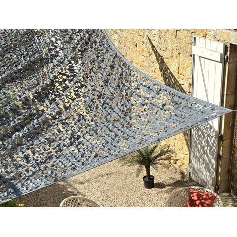 Filet d'ombrage triangulaire polyester Oxford, 3,4 m, army gris - Jardiline
