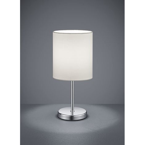Tischleuchte JERRY 1 flammig Chrom Stoffschirm in Weiß, 28cm hoch (1/5)