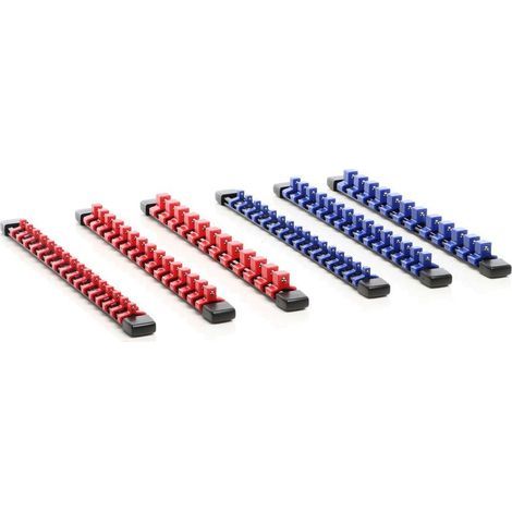 6x Rangement porte douille pour 86 pièces – 350 x 28 x 24 mm – Rack support organisateur de douilles en ABS – Organsieur pour 1/2", 1/4" et 3/8" – Atelier, bricolage (1/5)