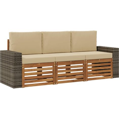 Juegos de sofás con cojín 3 pcs Madera de Acacia Sólida vidaXL