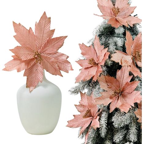 Rosa Weihnachtsstern auf einem Pick - Weihnachtsbaumblumen 29 cm (1/5)