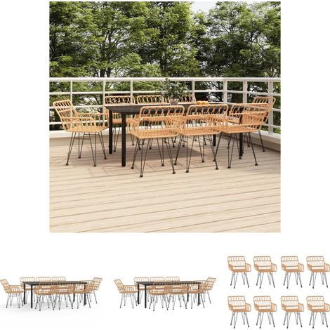 Gartenstuhl - vidaXL 9-tlg. Garten-Essgruppe Poly Rattan - Gartenesszimmer (1/5)