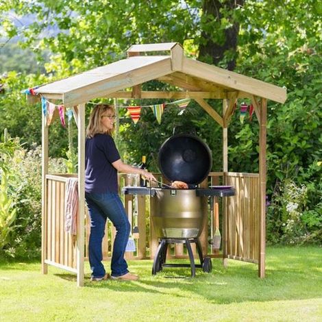 Zest Ashton BBQ Shelter Wooden Garden Gazebo Arbour Canopy Roof (1/5)