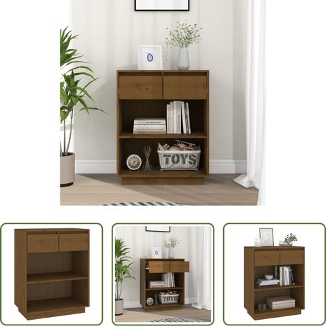 Kieferholz - Beistellschrank Honigbraun 60x34x75 cm Massivholz Kiefer (1/5)