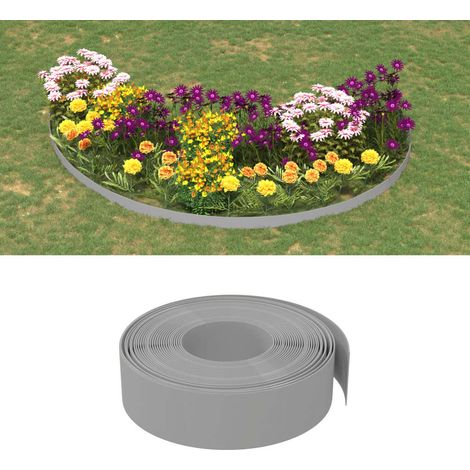 Rasenkanten 2 Stk. Grau 10 m 15 cm Polyethylen