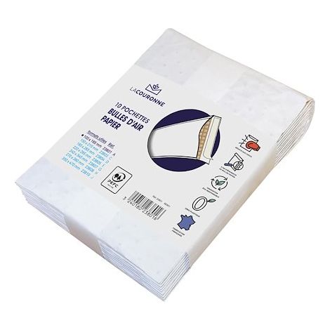 Pochette à bulles papier kraft blanc 100 X 165 La Couronne - Lot de 10 (1/4)