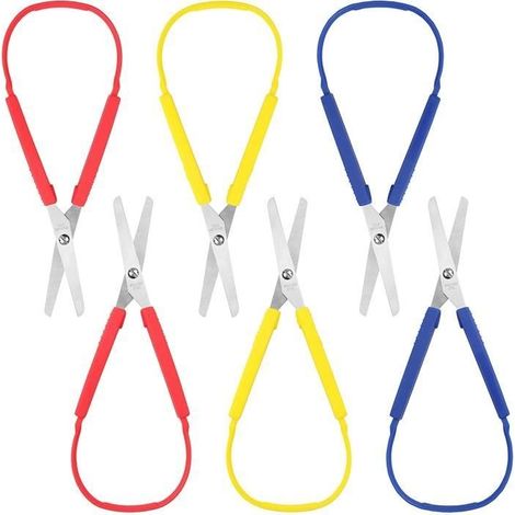 Ciseaux,Ciseaux Enfants,Ciseaux à Boucle,pour Petites Mains et Besoins Spéciaux,Ciseaux Ouverture Facile-6 pcs