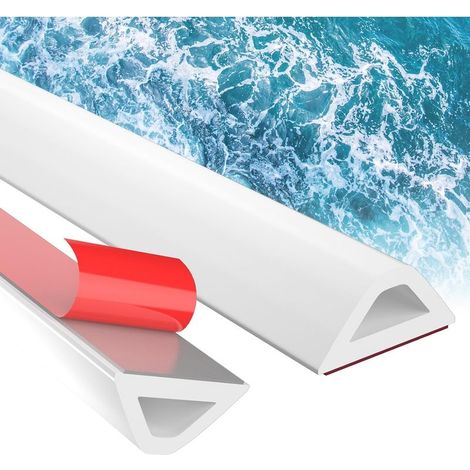Blanc,100 cm Seuil De Douche Barrage d'eau Pliable Barriere De Douche Anti Débordement Silicone, Accessible aux Fauteuils Roulants, pour Salle de Bains et Cuisine (1/5)