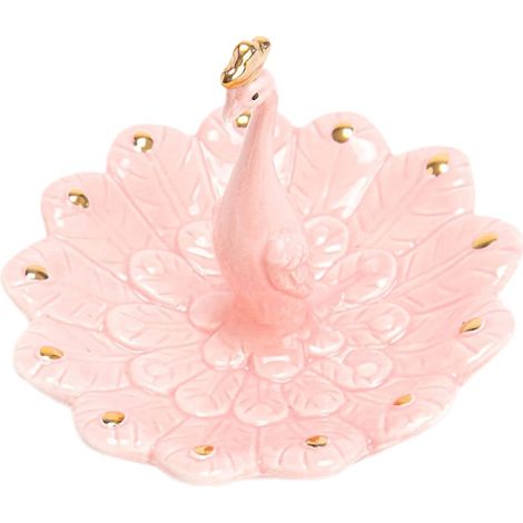 Statuette porte-bijoux Paon Rose