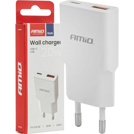 230V 20W GaN USB-C USB-A amio-04838 Wandladegerät (1/5)