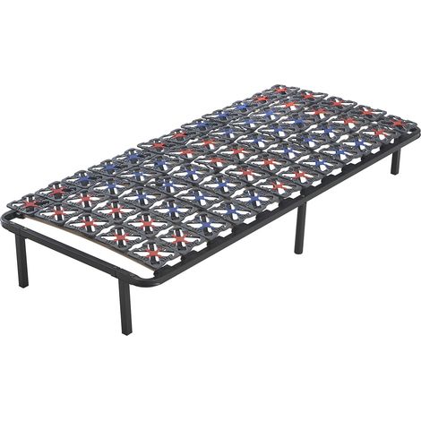 Sampur – Sommier à plots Springluxe 90x190 cm – Confort morphologique – Structure métal laqué époxy – Lattes en peuplier résistant (1/3)