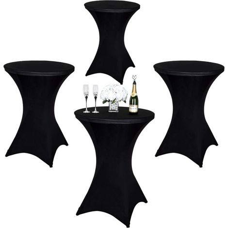 Lot de 4 Housses Mange Debout Noir (80 x 110 cm), nappes extensibles en spandex, parfaites pour réceptions, mariages et événements (1/5)