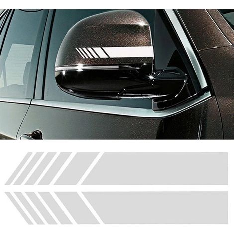 (2 pièces blanches) Autocollants à rayures pour rétroviseurs de voiture, autocollants réfléchissants en vinyle, décoration tendance, imperméables, accessoires extérieurs (1/4)